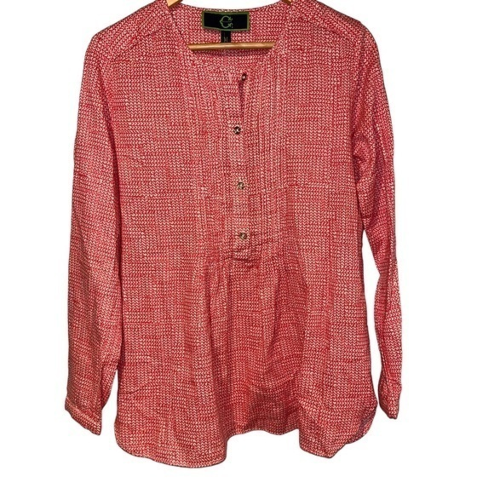 C. Wonder Womens‎ Red White  Cotton Linen Tunic Blouse M NEW #282